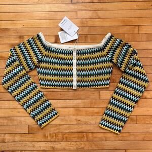 & Other Stories 60's/70's style Long Sleeve Button up Crop Top XS